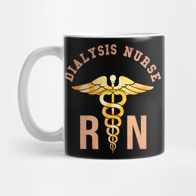 Dialysis Nurse RN Distressed Vintage Caduceus Medical Symbol by Midlife50